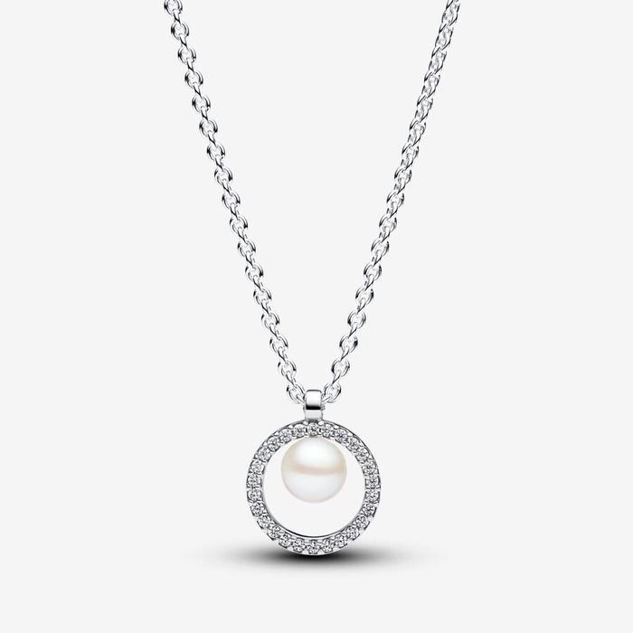 Collana con Perla d'Acqua Dolce Coltivata e Pavè –