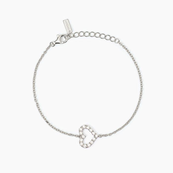 Bracciale donna elastico madreperla charm cuore argento - Love