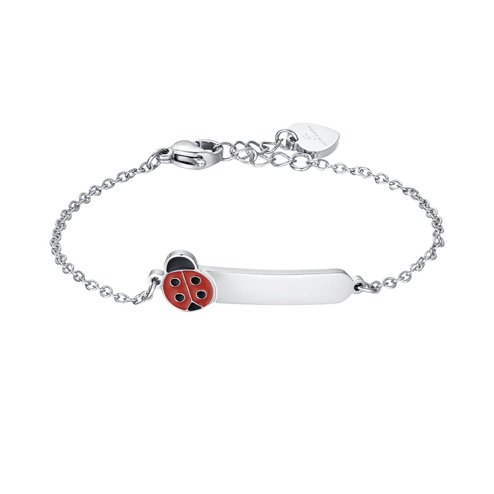 Bracciale Bambina Luca Barra Acciaio Coccinella Cristalli Bianchi