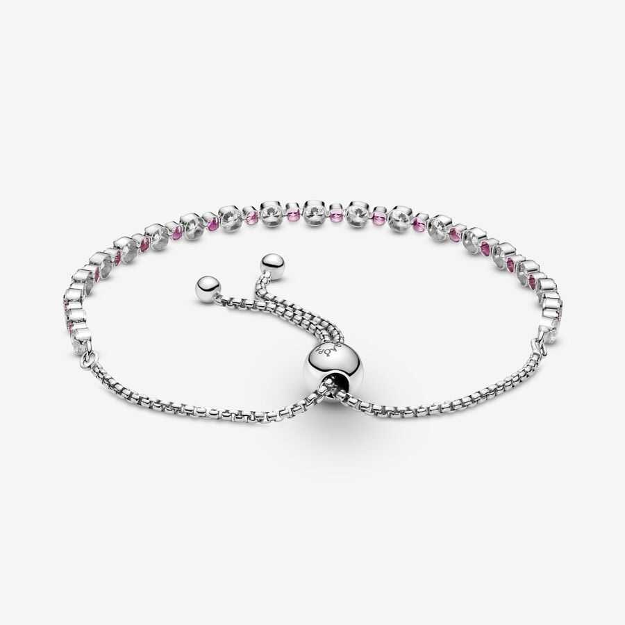 Bracciale Tennis Rosa con Chiusura Regolabile