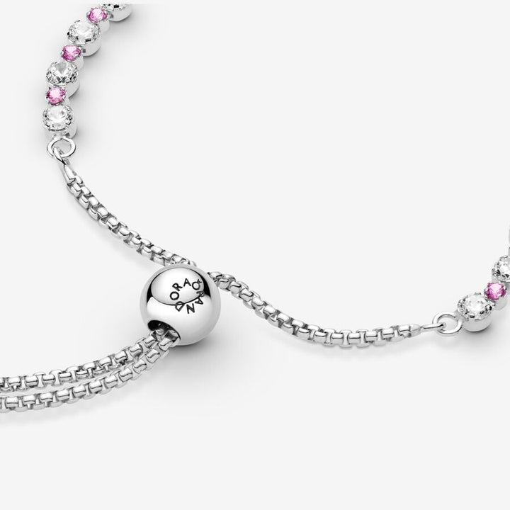 Bracciale Tennis Rosa con Chiusura Regolabile