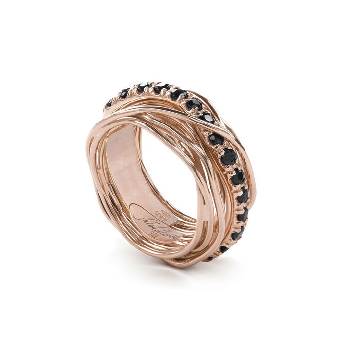 Filodellavita Prezioso 13 fili in Oro Rosa 9kt e Diamanti Black