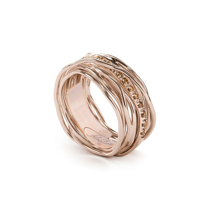 Filodellavita Classic 13 fili in Oro Rosa 9kt e 16 Diamanti Brown