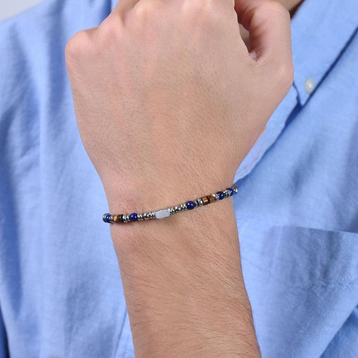 BRACCIALE UOMO IN ACCIAIO CON PIETRA LAPIS