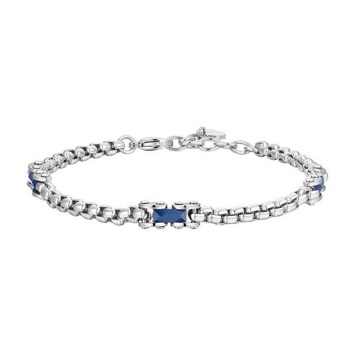 BRACCIALE UOMO IN ACCIAIO ELEMENTI IN CERAMICA BLU