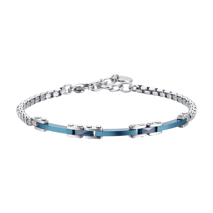 BRACCIALE UOMO IN ACCIAIO E CERAMICA BLU