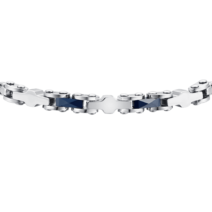 BRACCIALE UOMO IN ACCIAIO CON CERAMICA BLU ED ELEMENTI