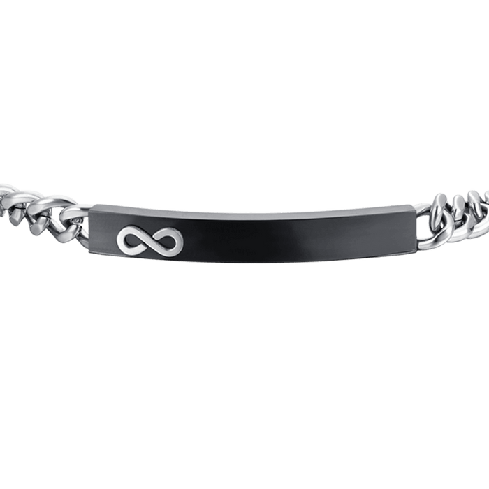 BRACCIALE UOMO IN ACCIAIO PIASTRA IP BLACK CON INFINITO