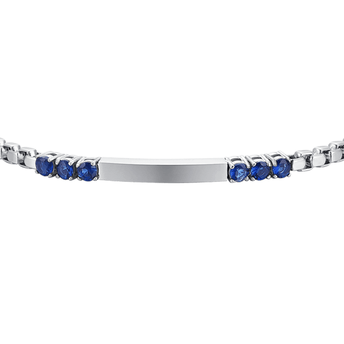 BRACCIALE UOMO IN ACCIAIO PIASTRA E ZIRCONI BLU