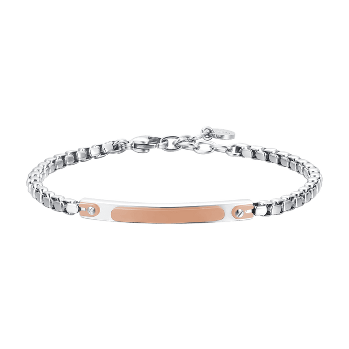 BRACCIALE UOMO IN ACCIAIO CON PIASTRA IP ROSE