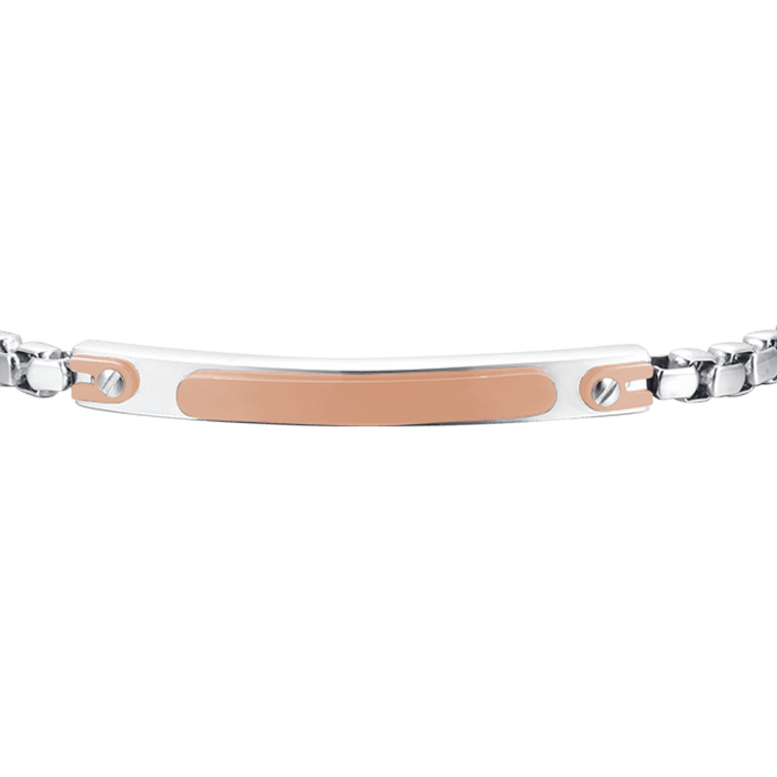 BRACCIALE UOMO IN ACCIAIO CON PIASTRA IP ROSE