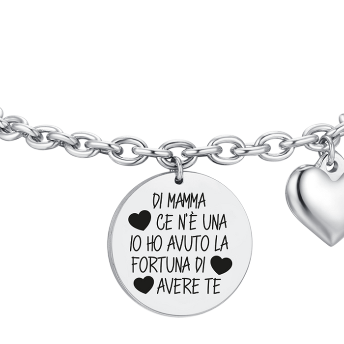 BRACCIALE DONNA IN ACCIAIO DI MAMMA CE N'E' UNA IO HO AVUTO LA FORTUNA DI AVERE