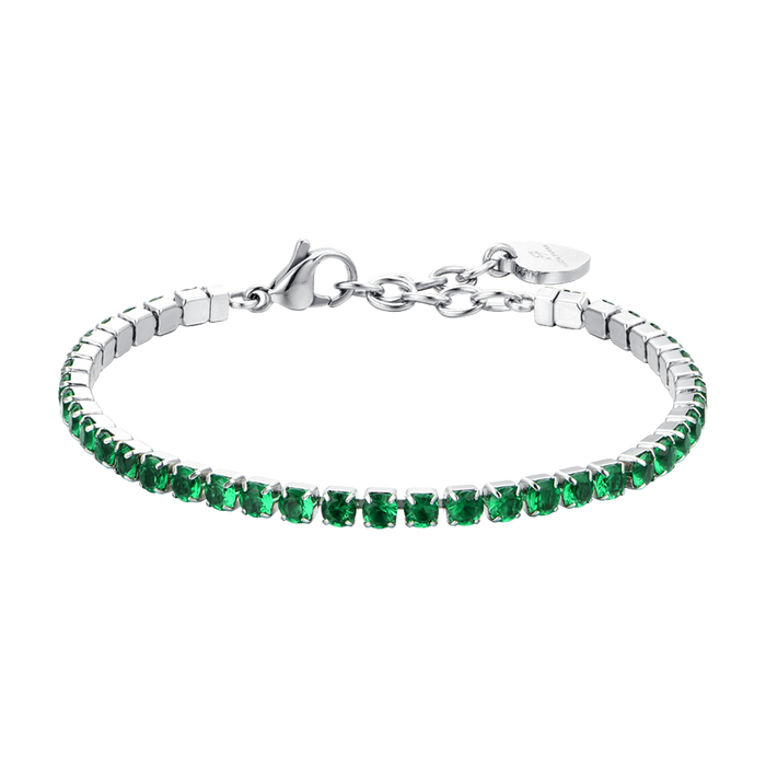 BRACCIALE TENNIS DONNA CRISTALLI VERDI