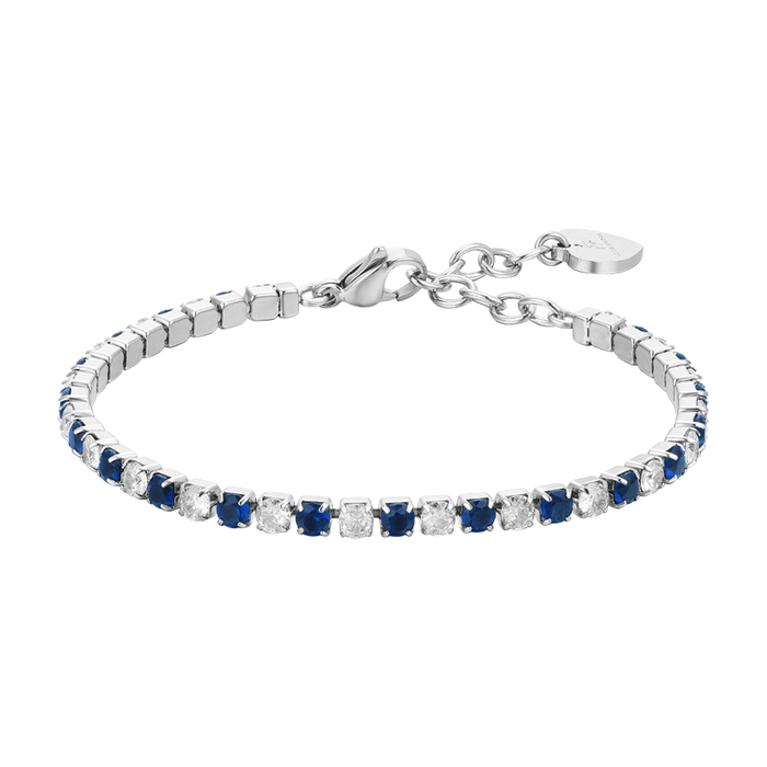 BRACCIALE TENNIS DONNA CRISTALLI BLU E BIANCHI