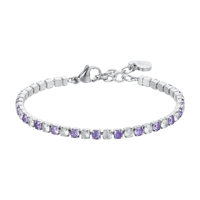 BRACCIALE TENNIS DONNA CRISTALLI VIOLA E BIANCHI