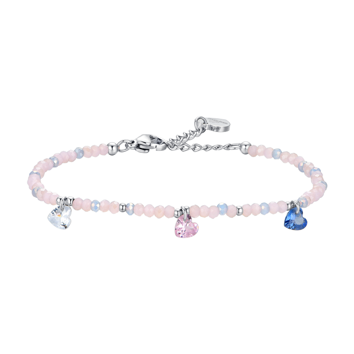 BRACCIALE DONNA IN ACCIAIO PIETRE ROSA E CRISTALLI MULTICOLOR