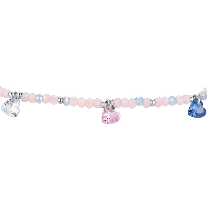 BRACCIALE DONNA IN ACCIAIO PIETRE ROSA E CRISTALLI MULTICOLOR