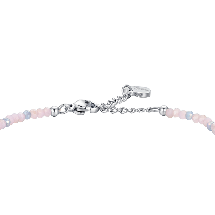 BRACCIALE DONNA IN ACCIAIO PIETRE ROSA E CRISTALLI MULTICOLOR