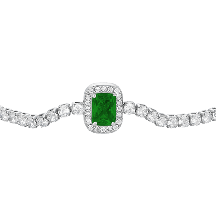 BRACCIALE TENNIS DONNA IN ACCIAIO CRISTALLI E ZIRCONE VERDE