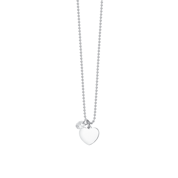 COLLANA DONNA IN ACCIAIO CON CUORE E ZIRCONE BIANCO