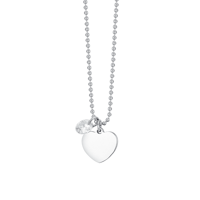 COLLANA DONNA IN ACCIAIO CON CUORE E ZIRCONE BIANCO