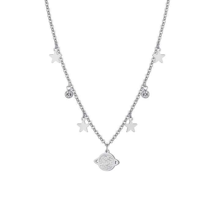 COLLANA DONNA IN ACCIAIO PIANETA E STELLE