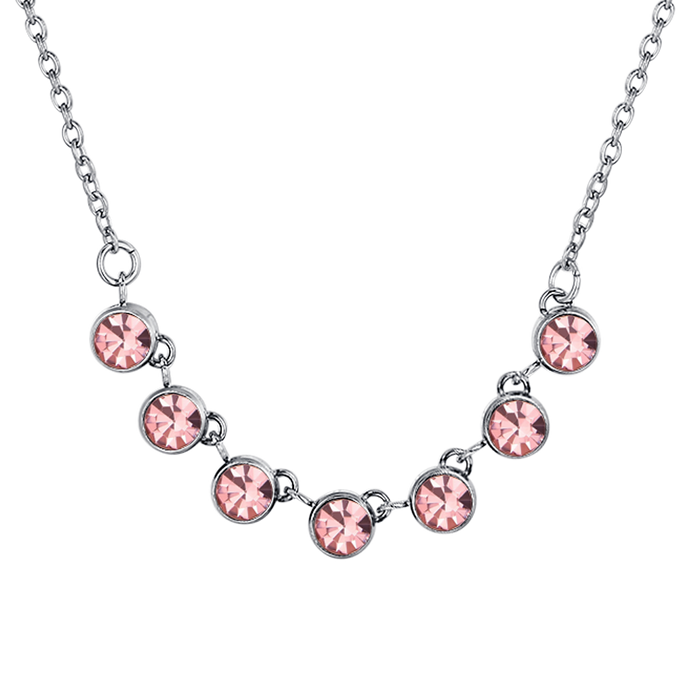 COLLANA DONNA IN ACCIAIO CRISTALLI ROSA