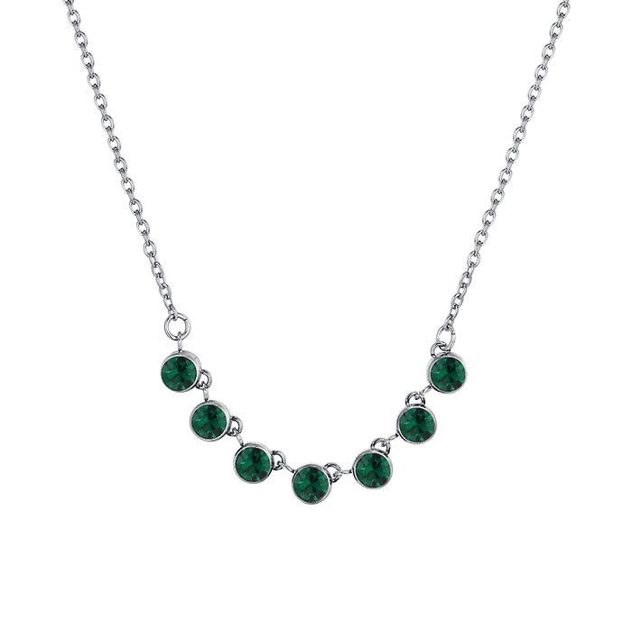 COLLANA DONNA IN ACCIAIO CRISTALLI VERDE