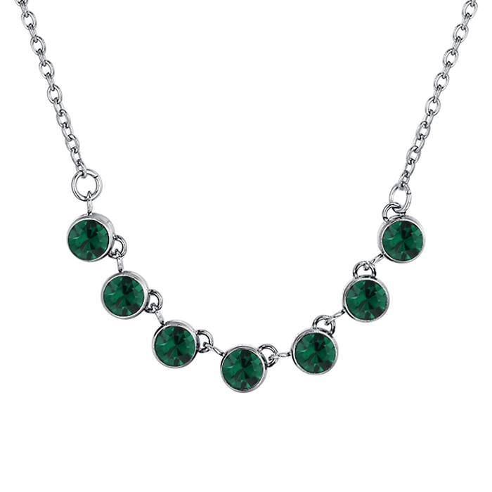 COLLANA DONNA IN ACCIAIO CRISTALLI VERDE