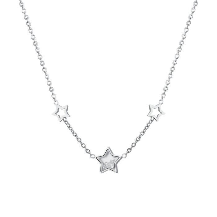 COLLANA DONNA IN ACCIAIO STELLE E ZIRCONI