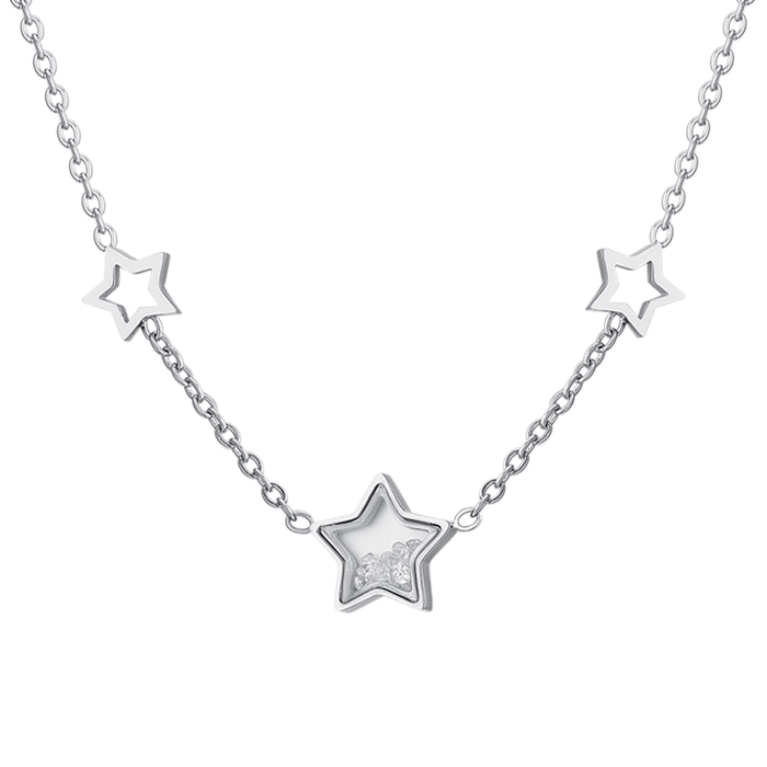 COLLANA DONNA IN ACCIAIO STELLE E ZIRCONI