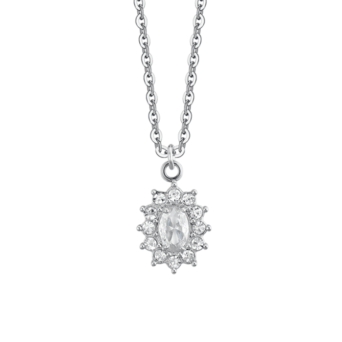 COLLANA DONNA IN ACCIAIO CRISTALLI E ZIRCONE BIANCO