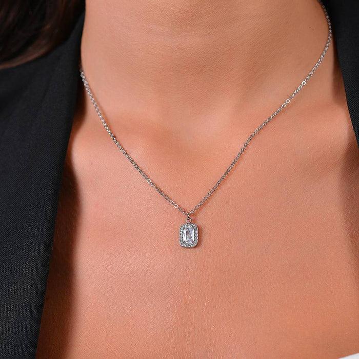 COLLANA DONNA IN ACCIAIO CRISTALLI E ZIRCONE