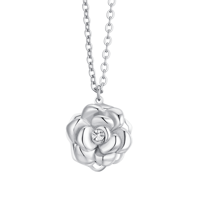 COLLANA DONNA IN ACCIAIO ROSA GIREVOLE