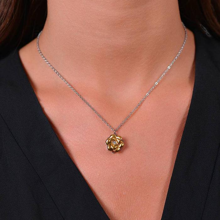 COLLANA DONNA IN ACCIAIO IP GOLD ROSA GIREVOLE