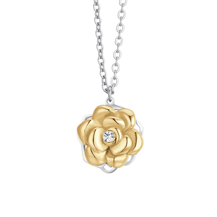 COLLANA DONNA IN ACCIAIO IP GOLD ROSA GIREVOLE