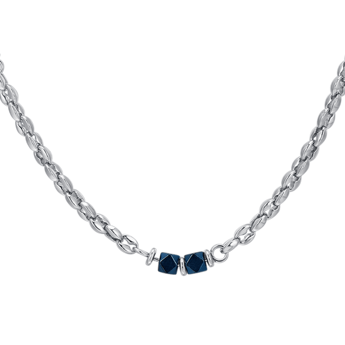 COLLANA UOMO IN ACCIAIO EMATITE BLU