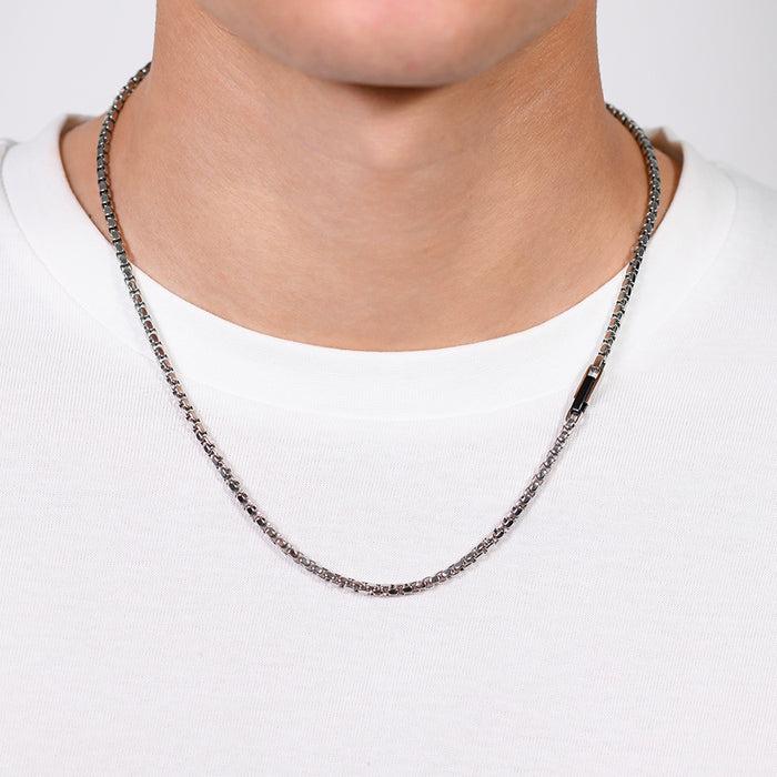 COLLANA UOMO IN ACCIAIO ELEMENTO IN ACCIAIO IP BLACK