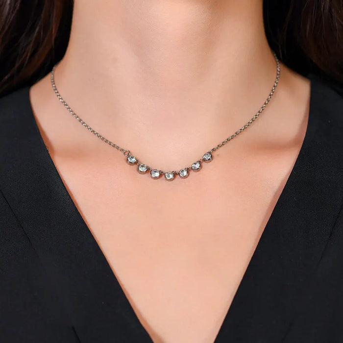 COLLANA DONNA IN ACCIAIO CRISTALLI BIANCHI