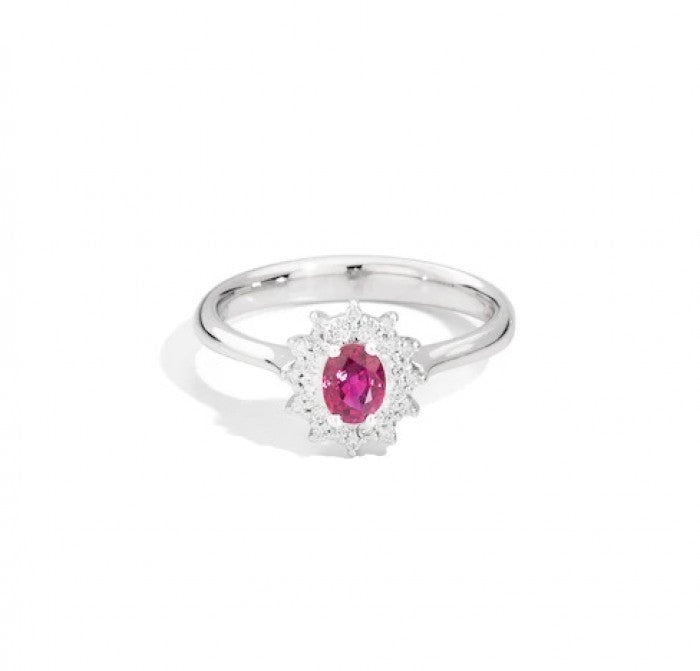 Anello camelia rubino 0.42 br 0.14