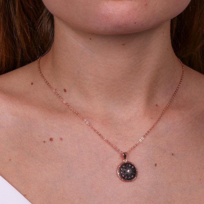 Collana in Argento 925 a cerchio impreziosito da zirconi fume'