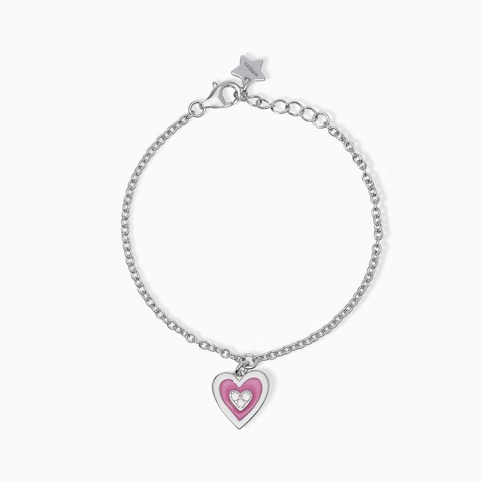 Bracciale in argento con cuore pendente smaltato TVB