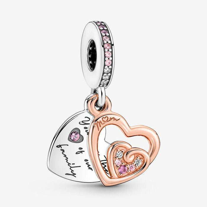 Charm Pendente Cuori Intrecciati e Famiglia