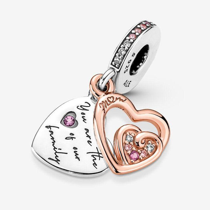 Charm Pendente Cuori Intrecciati e Famiglia