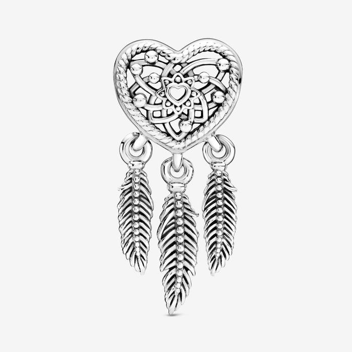 Charm Openwork Acchiappasogni Cuore Tre Piume