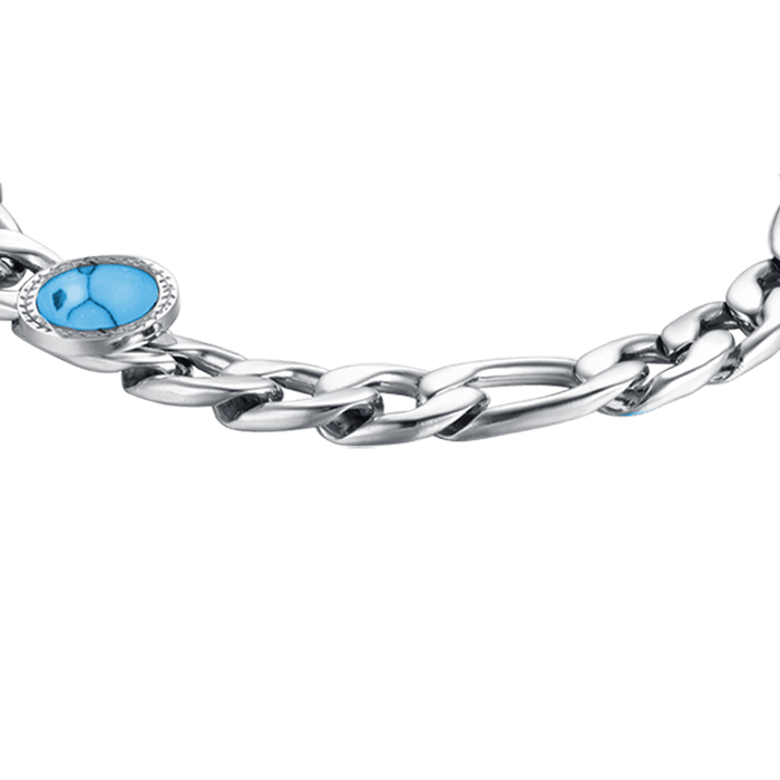 BRACCIALE UOMO IN ACCIAIO CON PIETRA TURCHESE