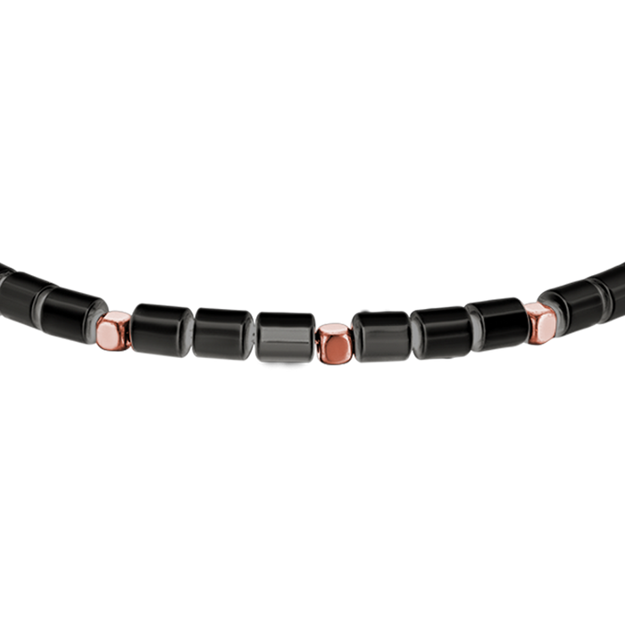 BRACCIALE UOMO IN ACCIAIO CON EMATITE IP GUN E IP ROSE