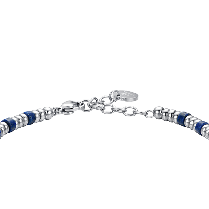 BRACCIALE UOMO IN ACCIAIO CON ELEMENTI SILVER E PIETRE BLU