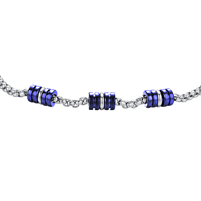 BRACCIALE UOMO IN ACCIAIO CON ELEMENTI IP BLU E SILVER