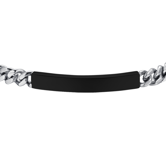 BRACCIALE UOMO IN ACCIAIO CON PIASTRA SILVER IP NERO